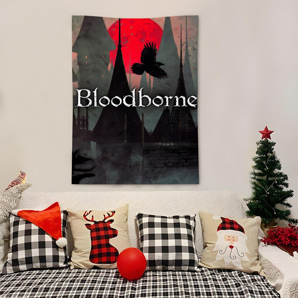 Game BBloodborne Tapestry Decoration Art Microfiber Background For Bedroom Living Bar Garden Outdoor Festival
