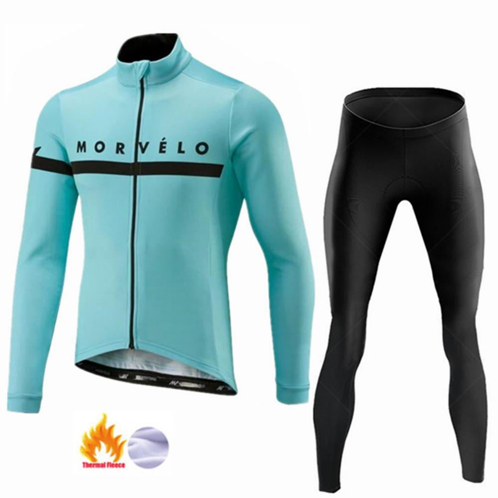 Winter Thermal Fleece Long Sleeve Cycling Jersey Set Bib Pants Ropa Ciclismo Bicycle Clothing MTB Bike Men Pro Team Suit