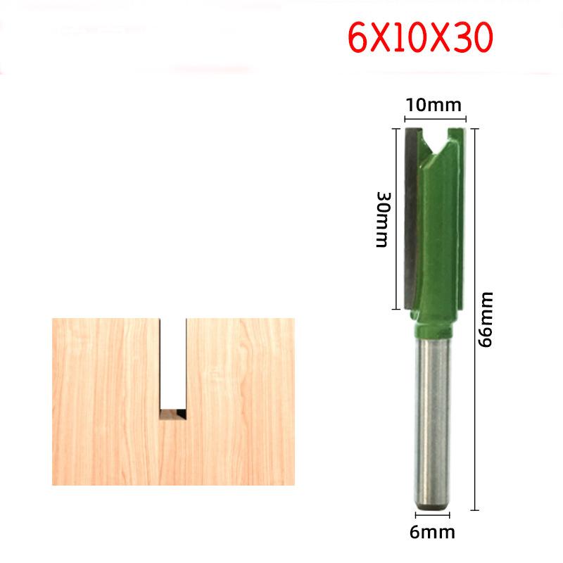 7-Piece Green Power Carbide Straight Router Bit Set - Dual-Function Slotting & Invisible Joint Cutters for Precision Woodworking