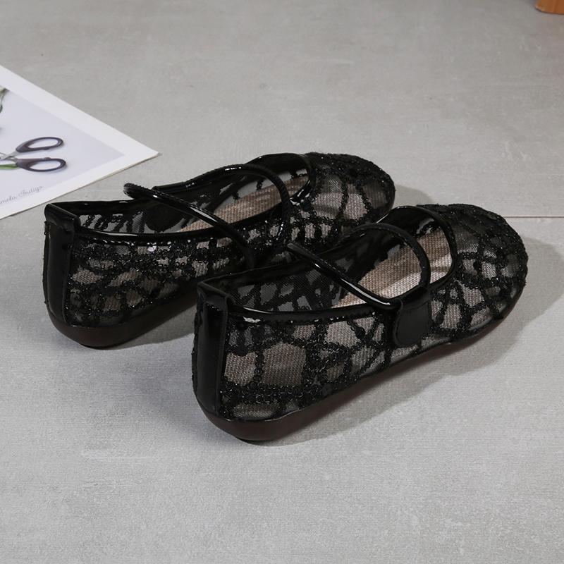 Suede Single Shoes Spring New Square Head Shallow Mouth Crystal Rivet Buckle A Line with Soft Sole Non-slip Flat Shoes