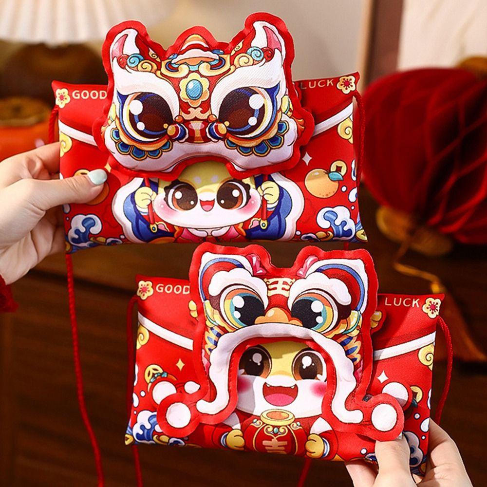 Cute Cloth Red Envelope Bag Crossbody Capable Creative Dragon Shoulder Bag 3D Snake Year New Year Red Packet Unisex