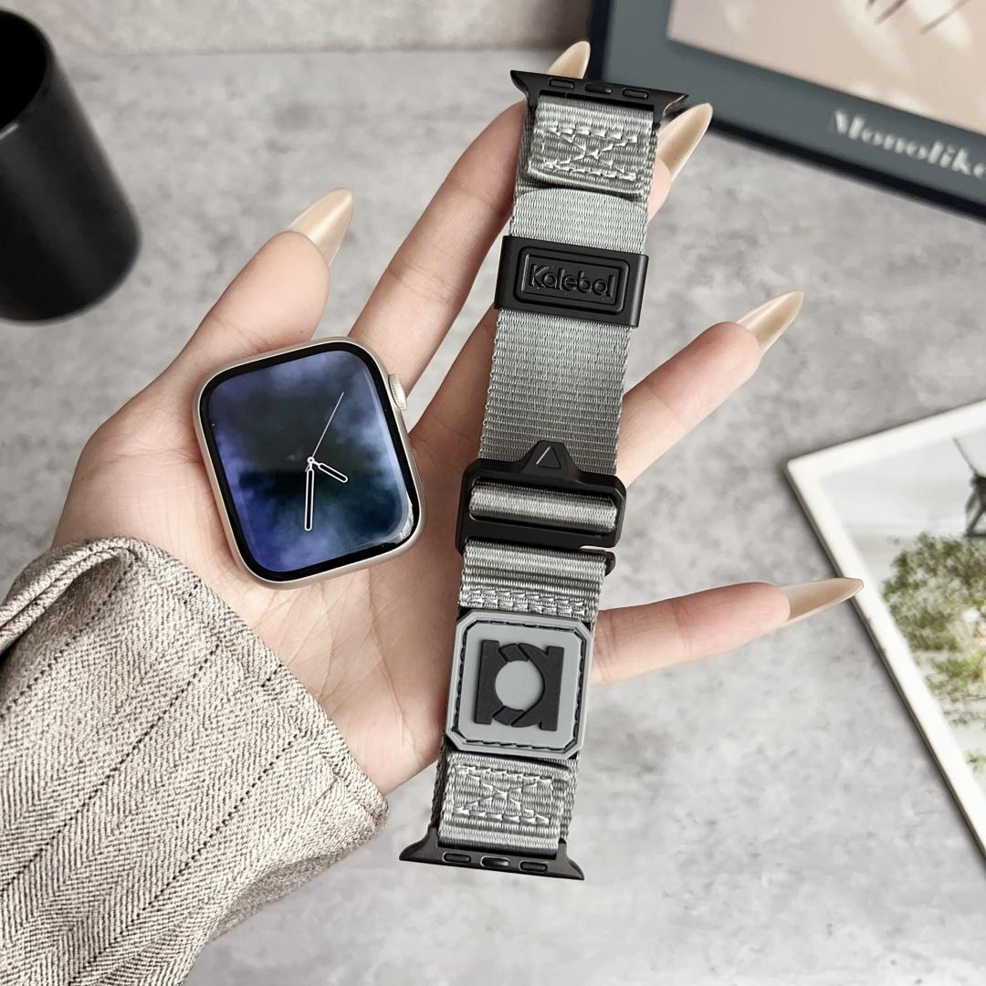 

Nylon Loop Strap For apple watch series 10 band 42mm 46mm 41mm 45mm 44mm 40mm 38m iwatch Ultra 2 49mm band 9 8 7 se 6 5 bracelet Series 10 46mm сірий