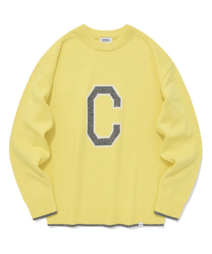 COVERNAT Lambswool C Logo Crewneck Knit Yellow