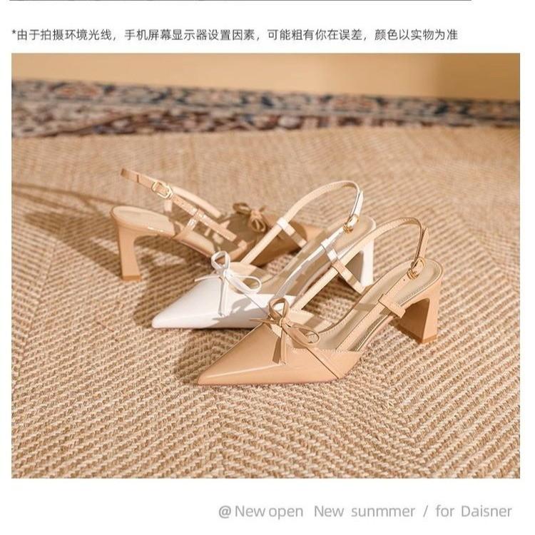 Fashion Women's Spring New Bow Designer Stiletto Sandals 2025 Daily Casual Comfortable Shallow Mouth Slip-On Ladies Closed Toe Slippers