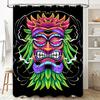 Tuniu Vibrant Tribal Tiki Mask Shower Curtain Cool Neon Art Bathroom Decor Unique Wall Decor
