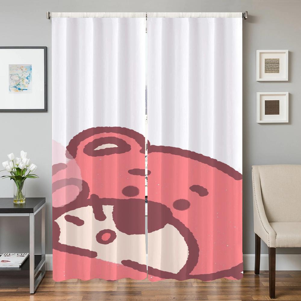 Window Kitchen Curtains for Living Room 2 Pieces Blackout Curtains Door Curtain S-strawberry B-bear Bedroom Decoration Partition