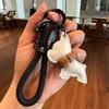 Cute Handmade Leather Puppy Keychain Pendant - Unique Gift Bag Accessory for Couples