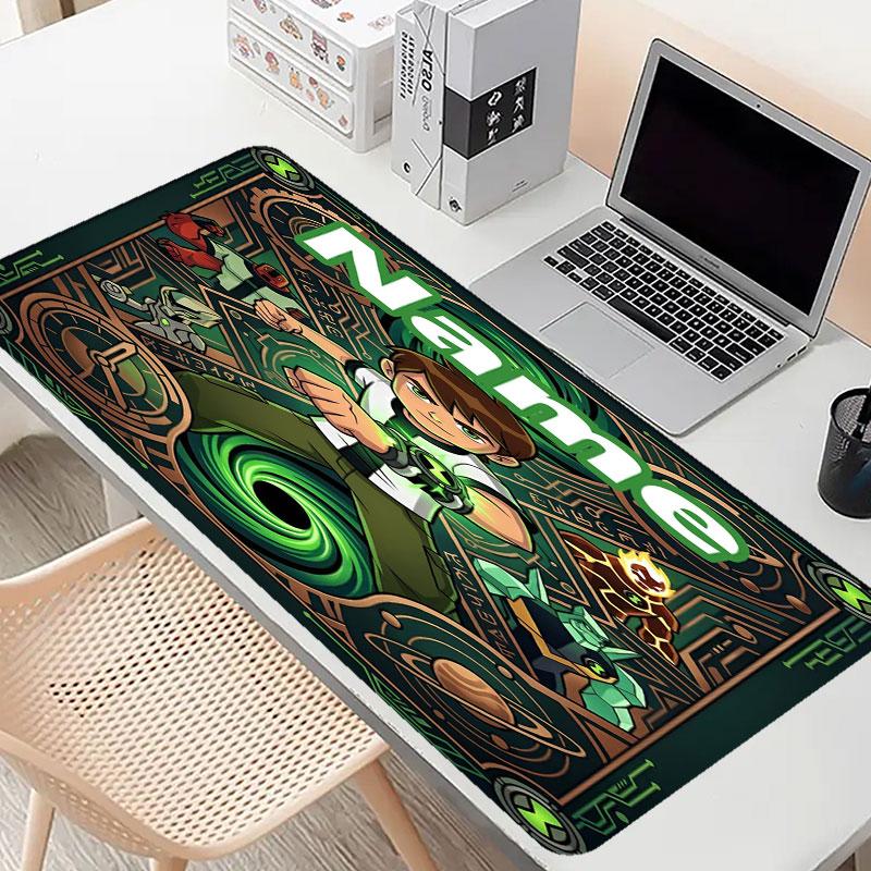 Custom Name Personalized Ben 10 Cartoon Pattern Mousepad, Laptop PC Desk Mat, Decorative Desk Mat for Home Keyboard Pad Gift