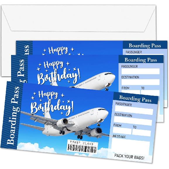 Birthday Boarding Pass Gift Ticket, Surprise Trip Reveal Ideas, Birthday Christmas Anniversary Valentine's Gifts, Fake Plane Tickets, 1 PC (A02)