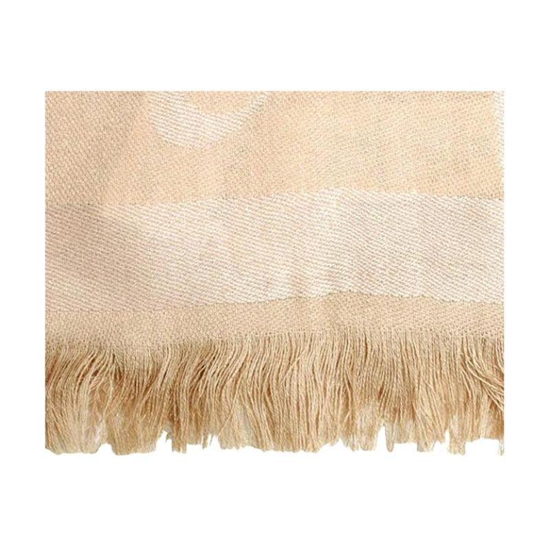 Coach Oversized Monogram Jacquard Border Reversible Fringe Winter Scarf Light Khaki 76384-KHA