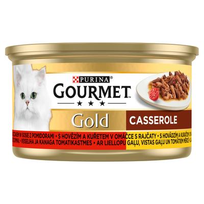 Gourmet Gold Karma Dla Kotów Casserole Z Wołowiną I Kurczakiem W Sosie Z Pomidorami 85 G