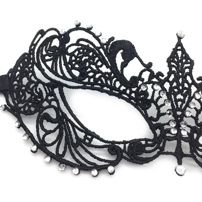 Rhinestone Half Face Mask for Women Halloween Masquerade Mask Antique Lace Half Face Mask Retro-Party Mask Cosplay Props