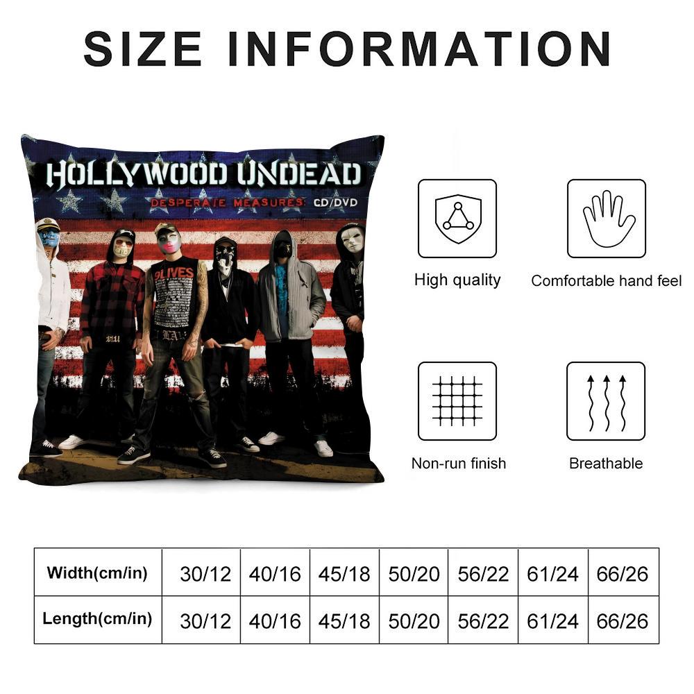 H-Hollywood U-Undead Band Cushion Cover Pillowcase Ultra Soft Skin Friendly Fabric Cloud Like Comfort & Concealed Zipper
