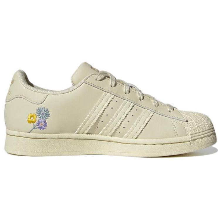 Adidas Womens Superstar 'Floral - Sand' (women's sizes) Sand / Sand / Magic Mauve Skateboard Shoes GX2171