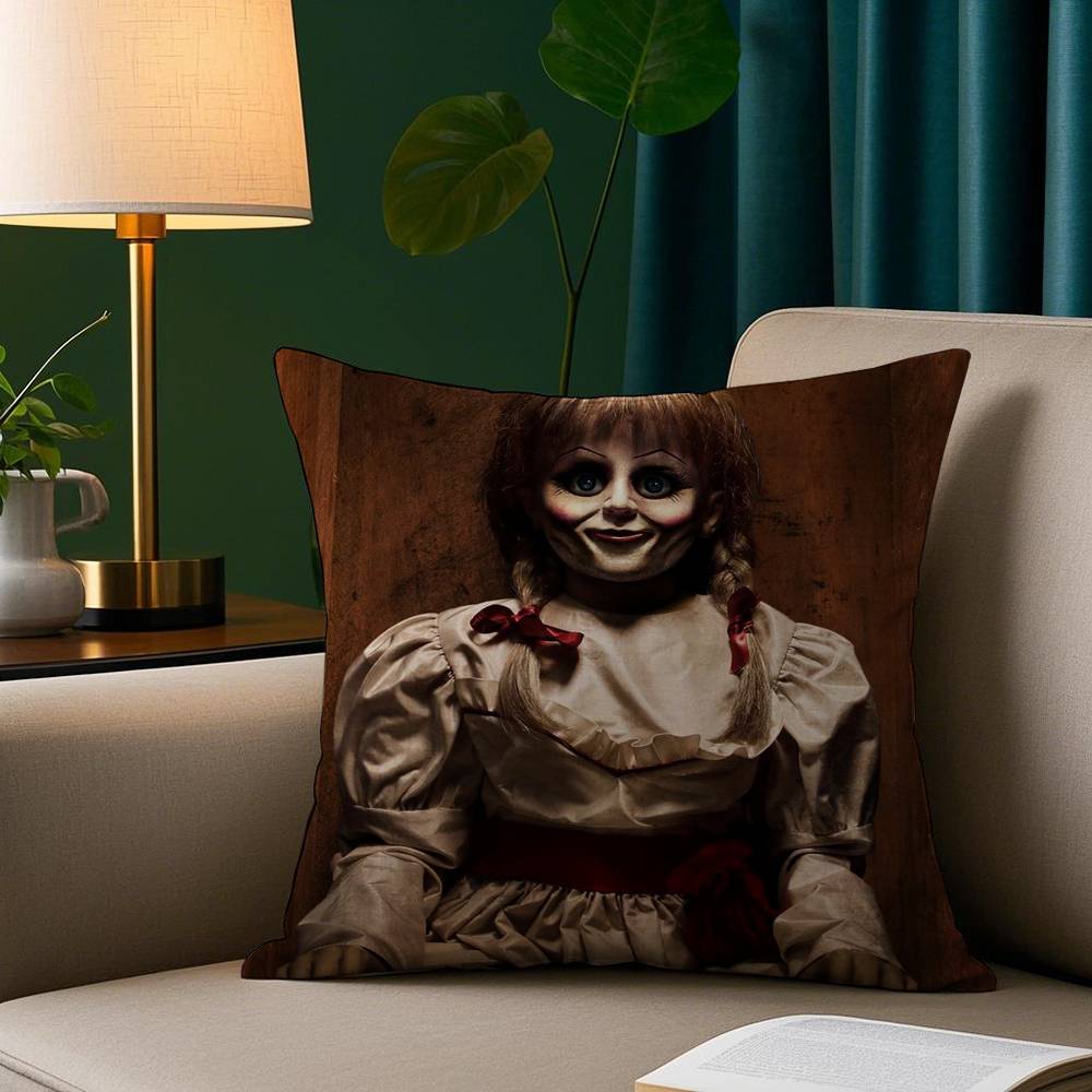 Film Horror A-Annabelle Kissenbezug Plüschstoff Weicher Kissenbezug Doppelseitiger Druck Sofakissenbezug Überwurf