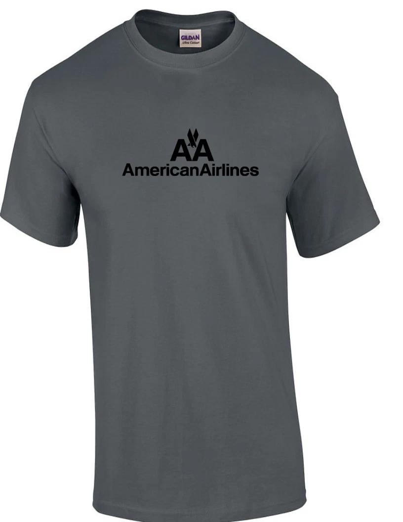 American Airlines Black Retro Logo Shirt US Airline Charcoal Gray T-Shirt S-5XL L