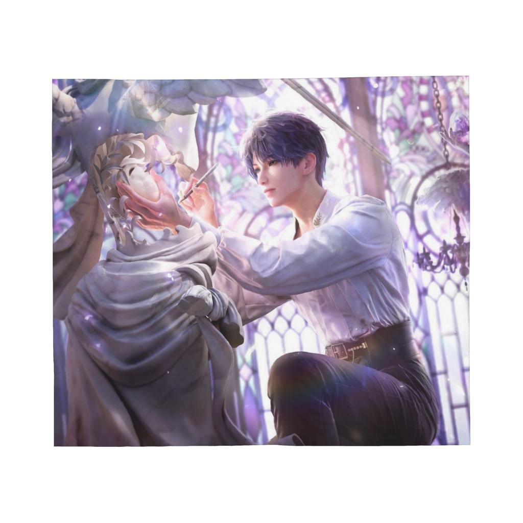 Anime Love and Deepspace Blanket Fleece Sylus Valko Rafayel Super Warm Throw Blanket for Bedding Couch Bedspread