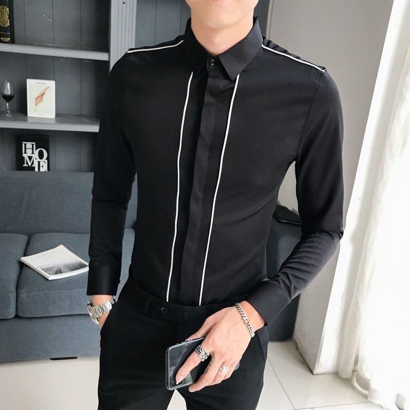 Koreon Streetwear Fashion Men Clothing Slim Smooth Shirts Spring Autumn New Long Sleeve Lapel Basic Social Business Casual Tops
