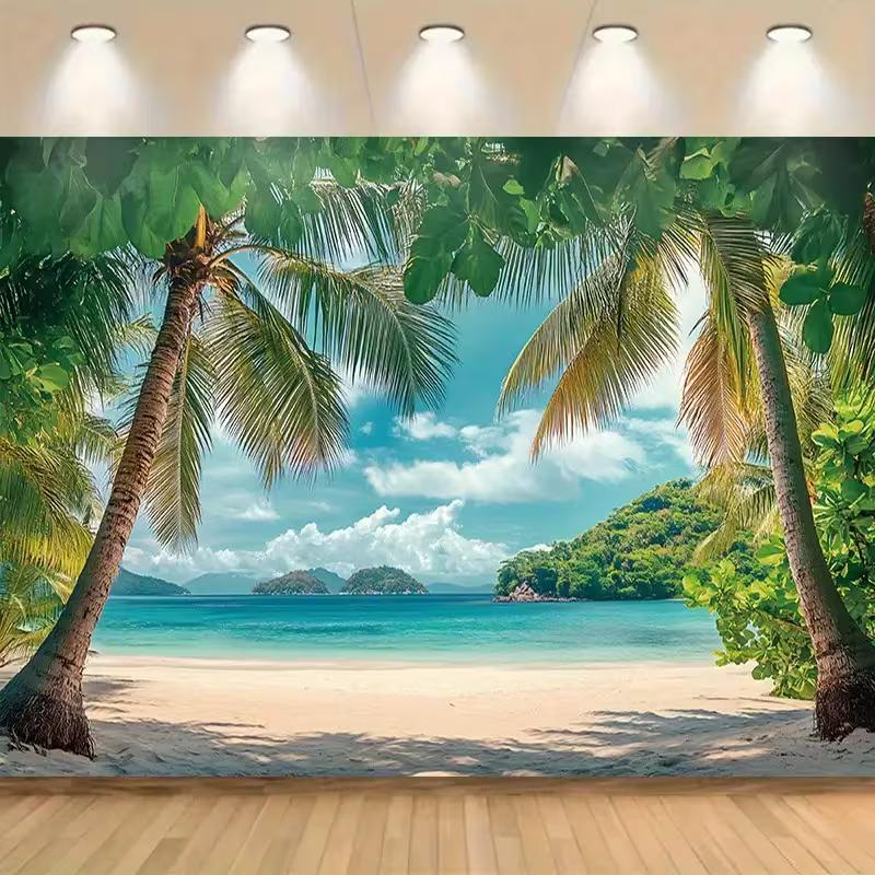 2D Printing Tropical Jungle Tapestry, Green Leaves & Bird of Paradise Wall Decor