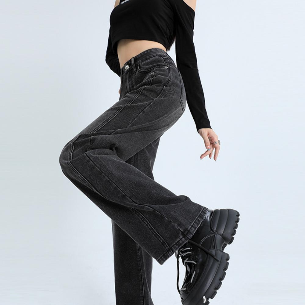 American Retro Wide-leg Jeans Women's High Waist Straight Loose Casual Drape Thin Floor Pants Trend Ins