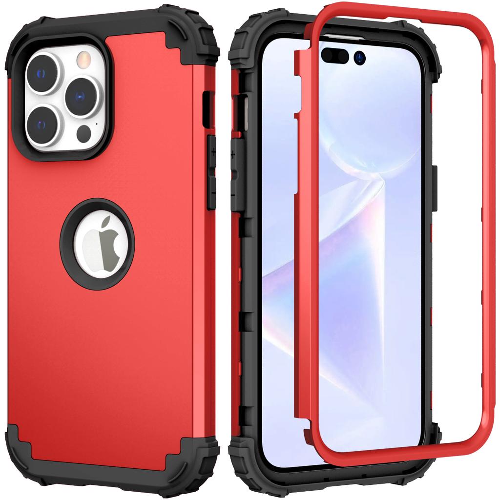 For iPhone 15 Pro PC+Silicone Phone Case 3-in-1 Protective Phone Cover