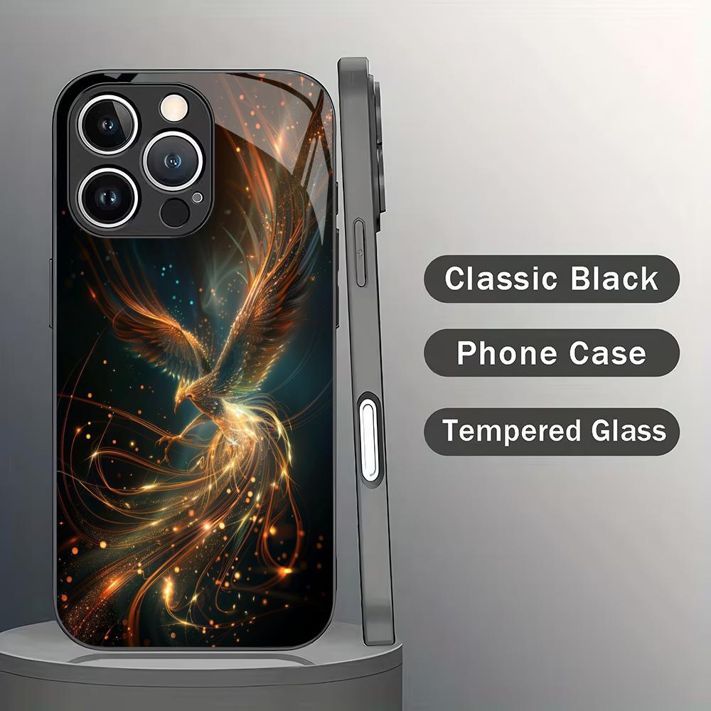 Закаленное стекло для телефона с рисунком Птица-огонь, подходит для iPhone 17 16 15 14 13 12 11 Pro/Max/Plus, защита от падения и ударов iPhone 16Pro