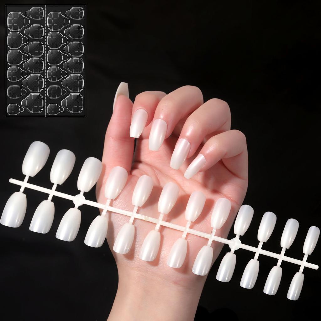 YIKOOLIN Variety Fluorescent Nail Art Tips Glow-In-Dark Luminous Fake Nails Ballet Press On Nails Set Detachable  Fingersnails