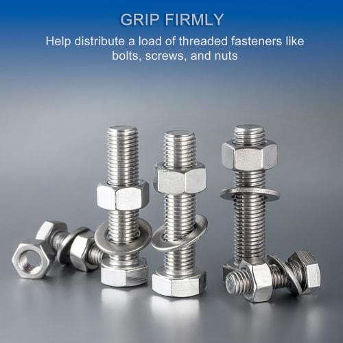 uxcell M3 Flat Washers, 3 X 6 X 0.3 Mm, 304 Stainless Steel, Thin Flat Spacers for Door Hinge Adjustment, Screws, Bolts, Round Washers, 50 Pieces