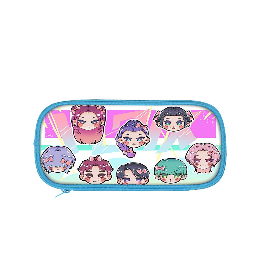 Student Blue Double-layer Pencil Case Kpop Witch Hunting Girl Group Student Storage Stationery Bag Pencil Bag