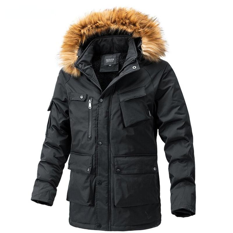 2024 New Winter Men Long Coat Military Fur Hood Warm Tactical Bomber Army Korean Thick Multi Pockets Overcoat Male Warm Parka