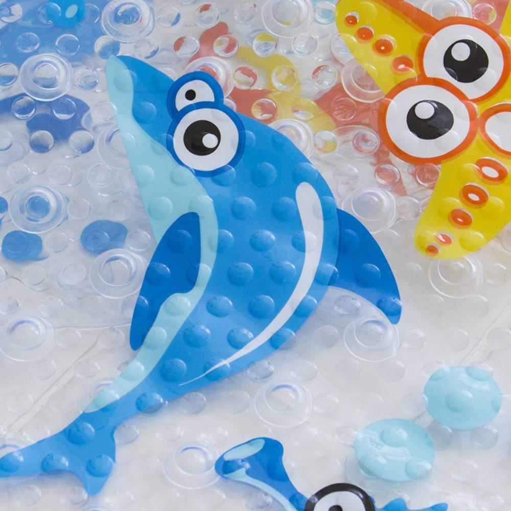 1PC 70x39 Cm Bathroom Carpet Deep Sea Fish Shape Bath Mat Non Slip Shower Mat with Suction Cups for Kids Bathtub Bathroom Rug