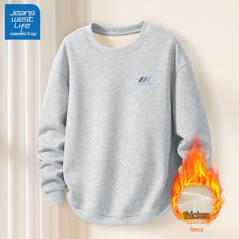 

JEANSWEST LIFE Men s Warm Loose Fit Round Neck Sweatshirt M
