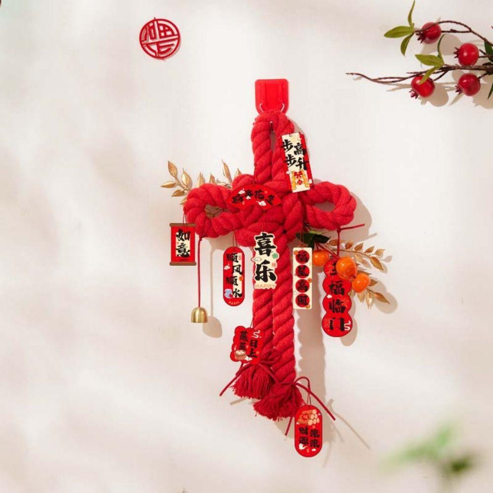 Červená jarní festivalová závěsná dekorace pro štěstí na zeď, dveře, čínský uzel pro domov