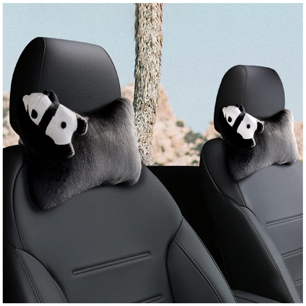 

YUYAKESHI Neck Pad Headrest Neck Pillow, Panda Design, Cute and Fluffy Cushion for Travel, Driving, and Car Accessories (2 Neck Pillows)