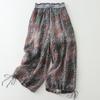 Women's Summer Literary Vintage Casual Loose Print Cropped Pants Elegant Lightweight Style