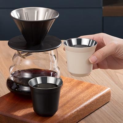 80ml Mini Kaffeetassen Tragbare Kleine Trinkbecher Hochwertige Edelstahl Doppelwand Wärmedämmende Kaffeetassen