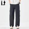 izzue it Men's Spliced Detachable Straight-Leg Casual Pants