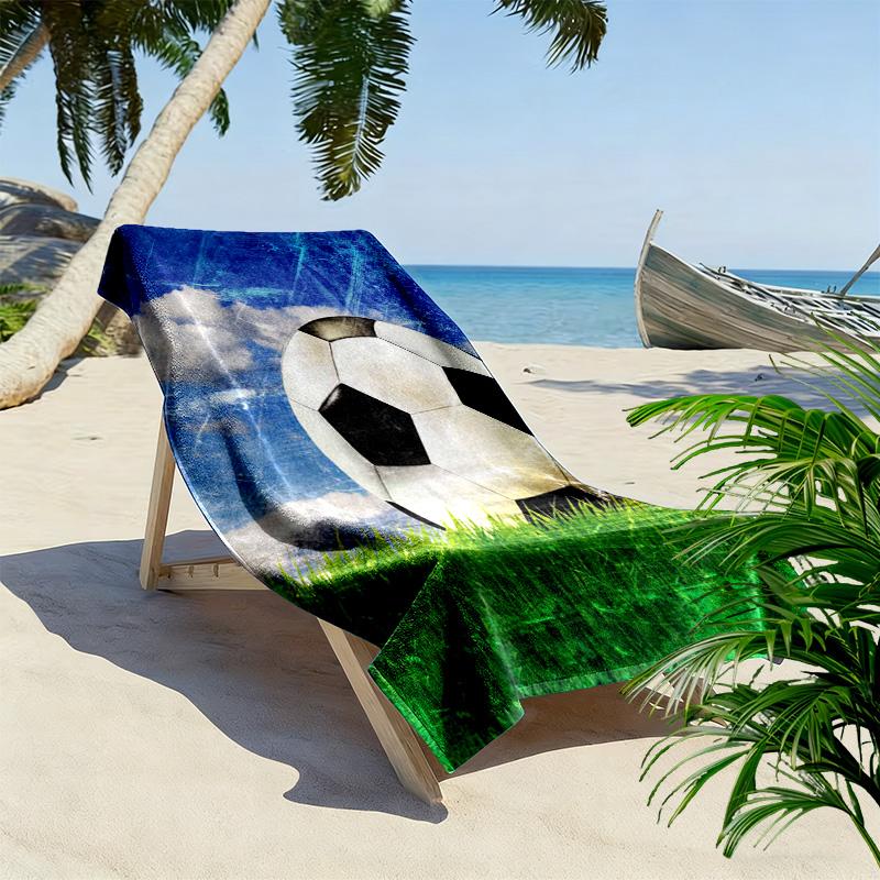 Soccer Art Print Beach Towel, Large Soft Quick Dry Towel for Beach Camping Swimming