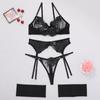 Stylish Steel Ring Embroidery Mesh Garter Belt Set - Multi-Color Body Shaping with Split Design