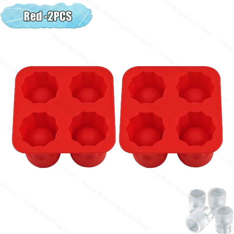 4 Cup Shape Silicone Ice Cube Mold Tray Summer Bar Party DIY Cold Drink Ice Compartment Mold Ice Cup Ice Cube Tray Kitchen Tool