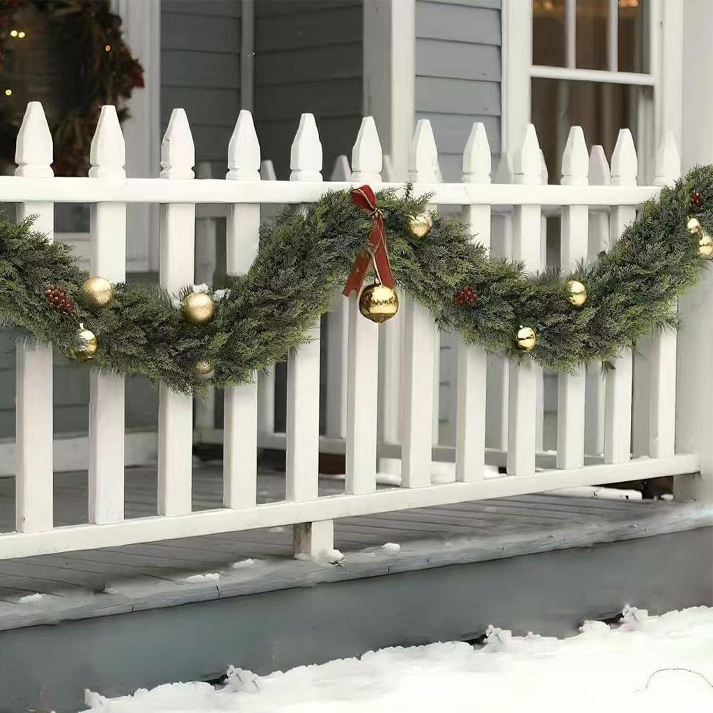 Christmas Pine Needle Rattan Christmas Rattan Ornament Wreath Atmosphere Decoration Realistic Christmas Cedar Garland