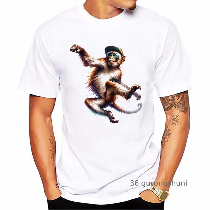 Cool Watercolor Monkey Animal Printed T Shirt MenS Clothing Summer Fashion Short Sleeve TShirt Homme Harajuku Shirt