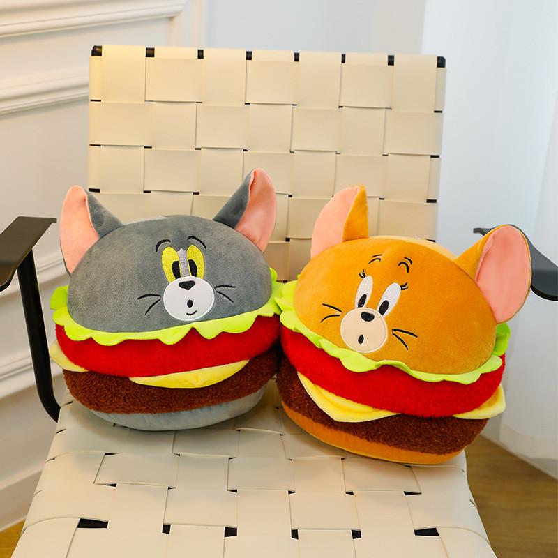 Tom Jerry And Burger Shaped Plush Toy Cute Cartoon Doll Kids Gifts Birthday