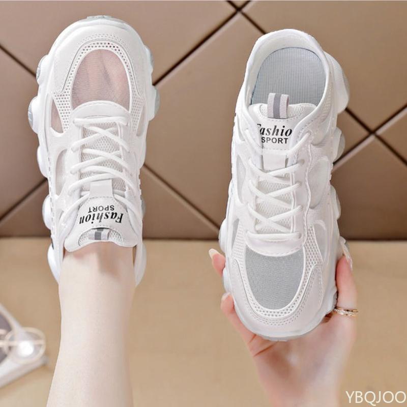 2025 Summer Mesh Shoes Fashion Height Increasing White Shoe Casual Breathable Sneakers Trendy Women Vulcanized Shoes Mujer