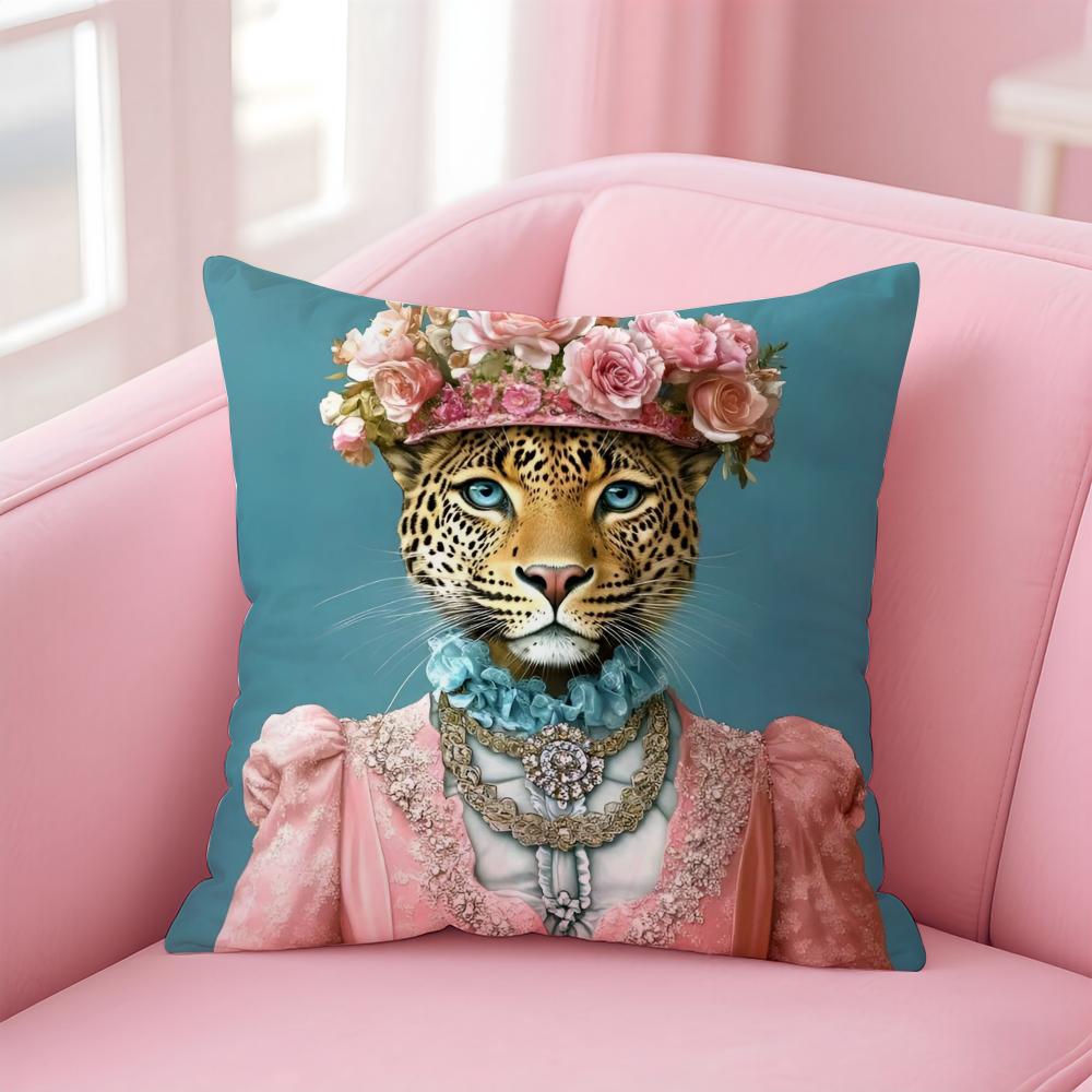 European Fashion Leopard Art Cushion Cover Pillowcase Short Plush Invisible zipper Room Sofa Cushion Cover