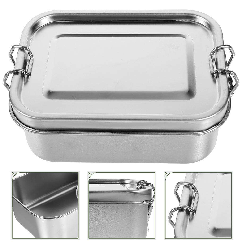 Stainless Steel Lunch Tin Sealing Food Holder Storage LunchTin Buckle Rice Container Breakfast Child
