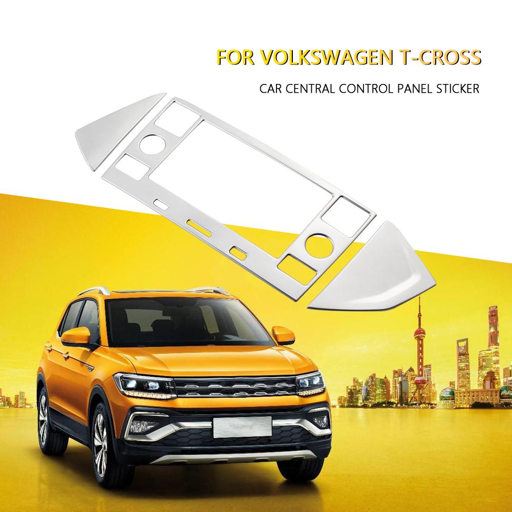 For VW T-CROSS Volkswagen Tcross 2018-2023 Console Display Panel Frame Cover Center Sequins Stickers Stainless Steel Accessories