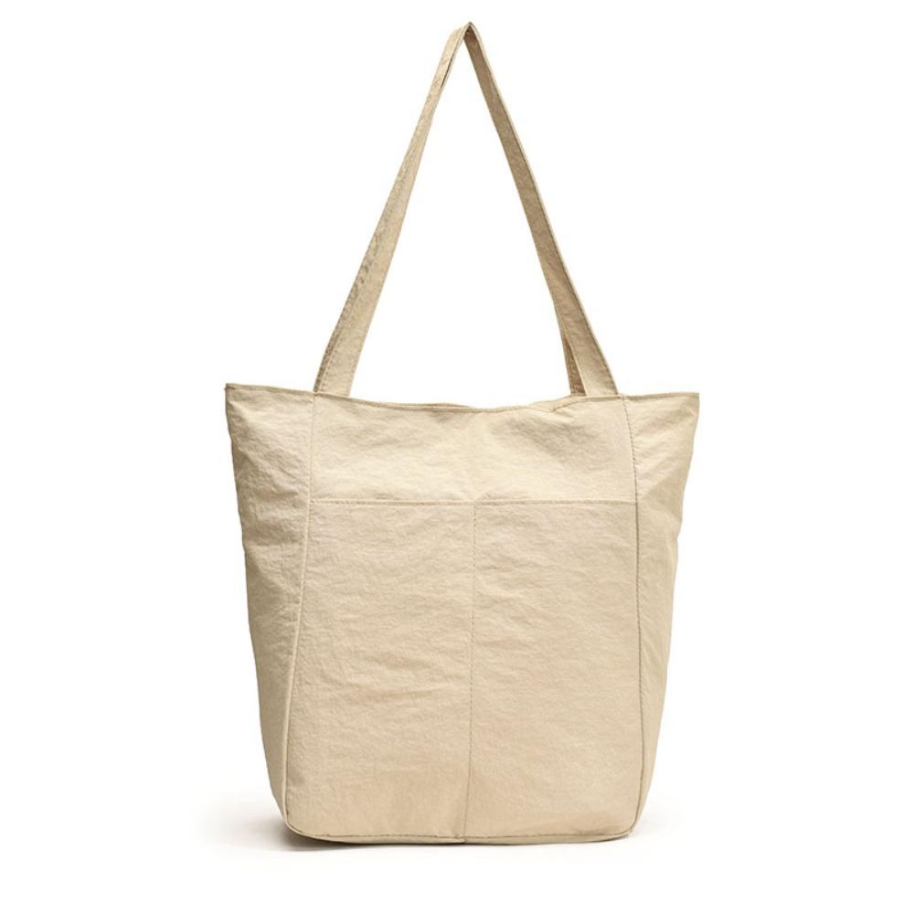 Solid Color Large Capacity Tote Bag Lightweight Zipper Commute Bag Single Shoulder Bag  Outdoor