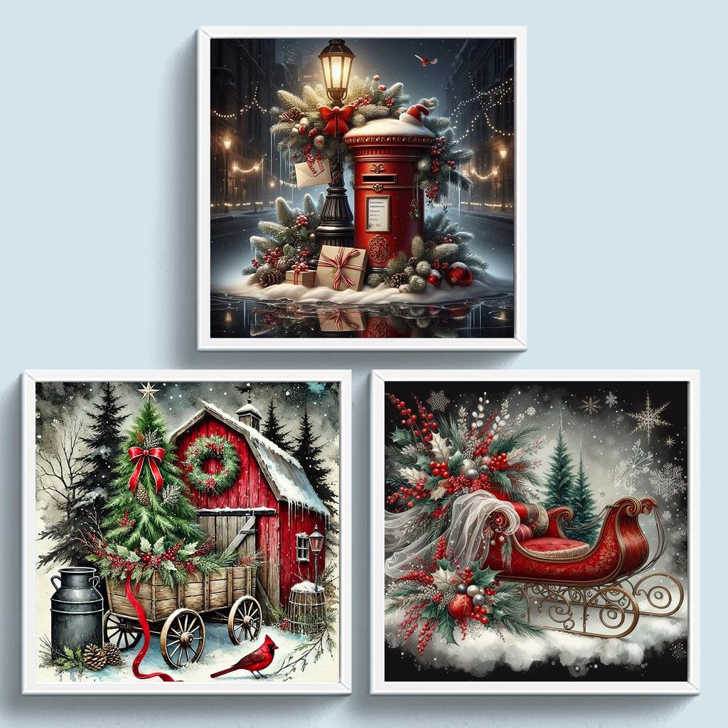 Christmas Full 11CT DIY Counted Needlework Embroidery Kit 17.72x17.72inch Cross Stitch Embroidery Kits for Adults Home Decor