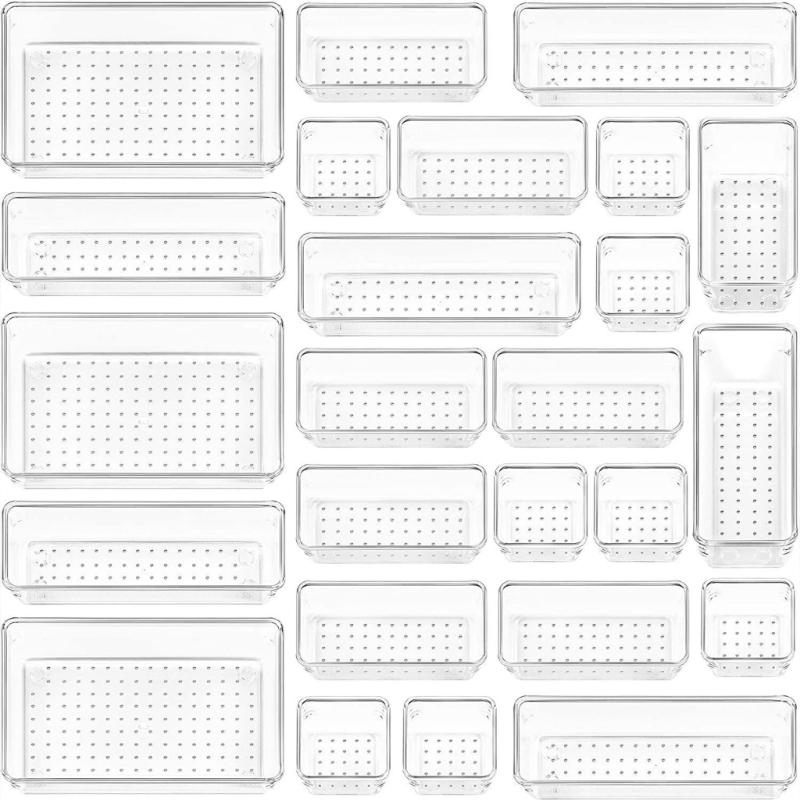 16/25 Pcs Kitchen Organiser Drawer Divider Drawer Organiser Dressing Table Organiser Make Up Organiser for Bedroom